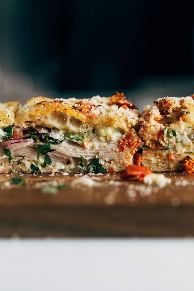 Sandwich à la Dinde avec Focaccia aux Tomates Séchées