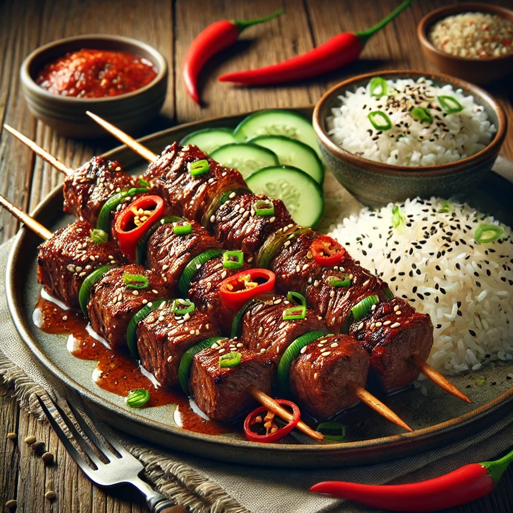 brochettes de bœuf à la Sriracha