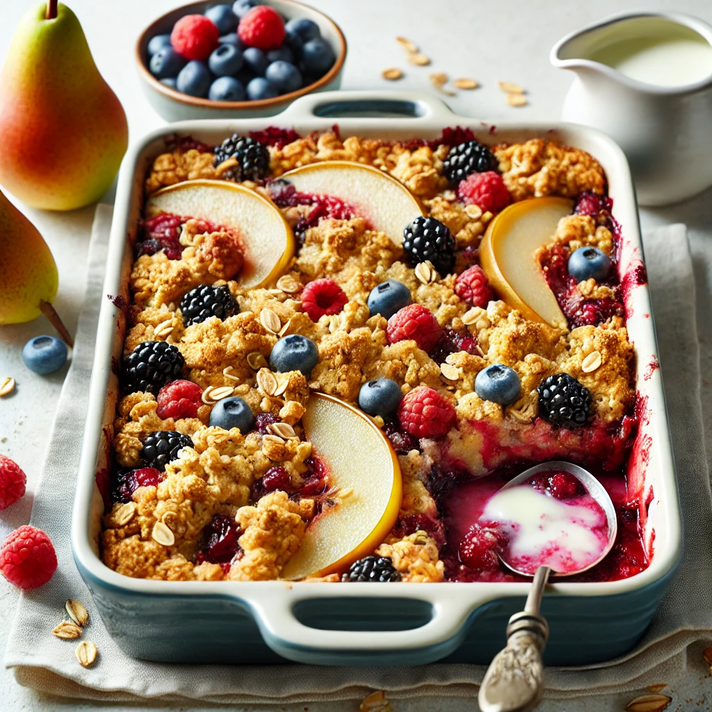 crumble poire baies avoine