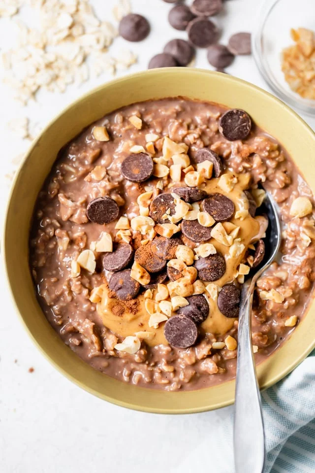 Le plat final de la Bouillie Chocolat Beurre de Cacahuète