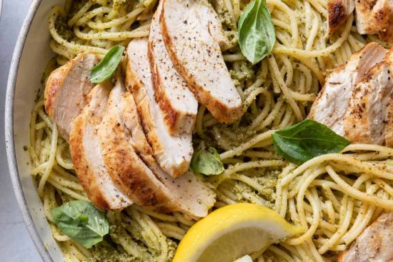 La recette pâtes au pesto avec poulet