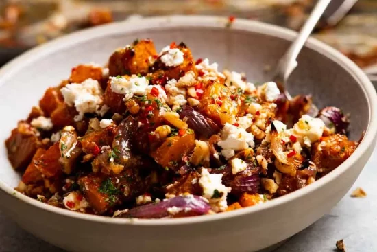 Recette du potiron rôti à l'érable avec piment et feta