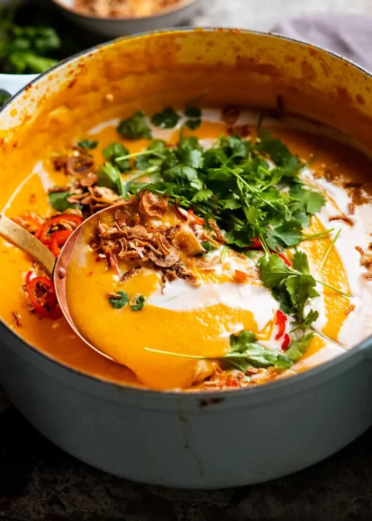 Résulat du Plat final de la Soupe thaïe à la citrouille et lait de coco