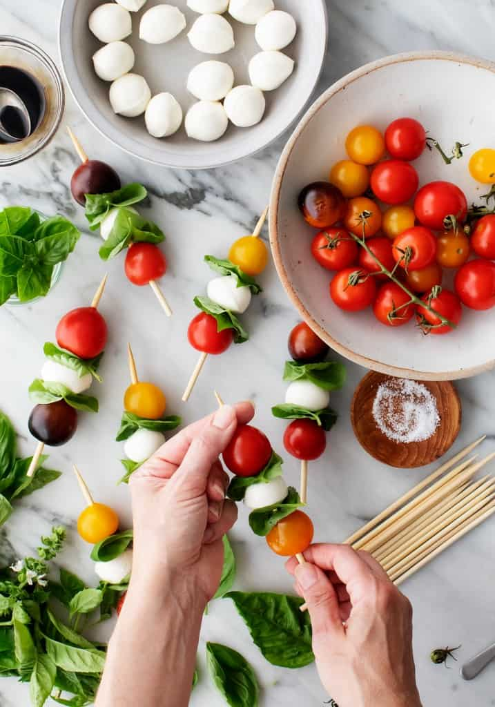 preparation Brochettes Caprese