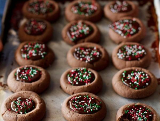 Mini cookies empreintes au chocolat