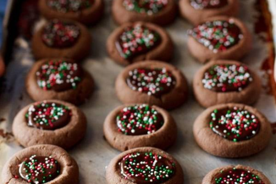 Mini cookies empreintes au chocolat