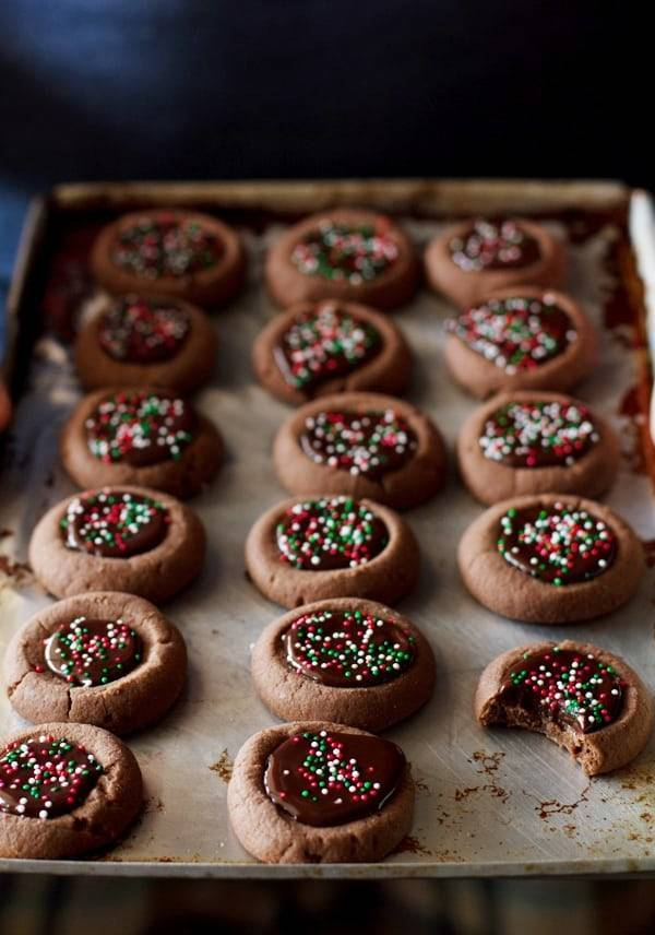 Mini cookies empreintes au chocolat