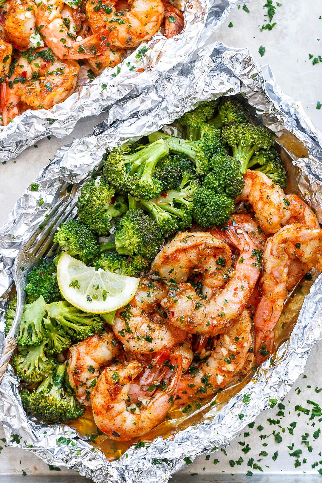 La recette des crevettes et brocoli en papillote